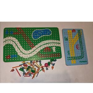 Vintage 1960’s Playskool Landscape Peg Set X-tra Board Wooden Board Pieces